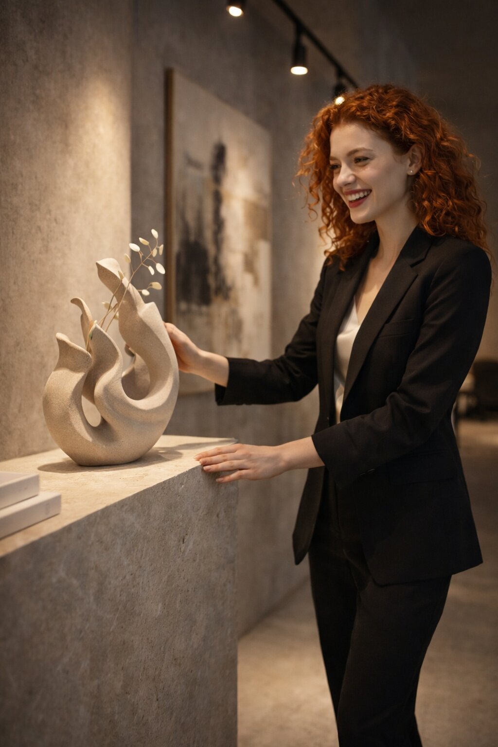 современная скульптура малых форм в интерьере — крупный план